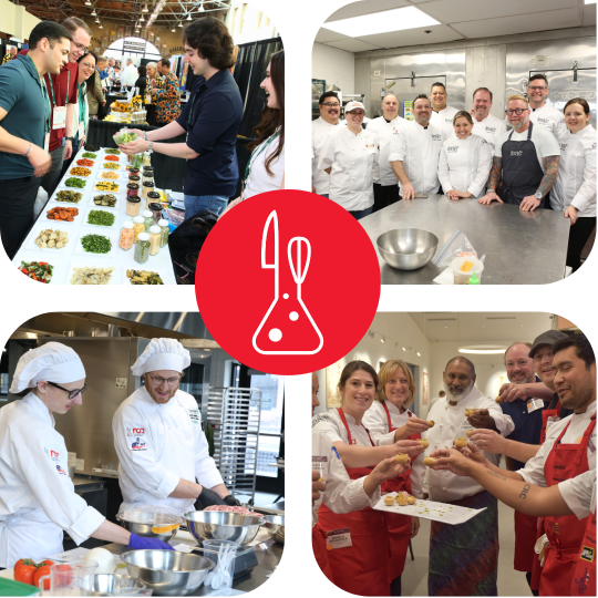 Research Chefs Association professionals participating in an industrial culinary development network event